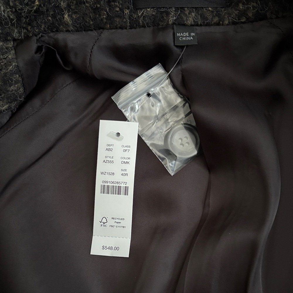 NEW WITH TAGS J. Crew Ludlow 40R Italian Wool Car Coat in Dark Grey Charcoal - Picture 3 of 10